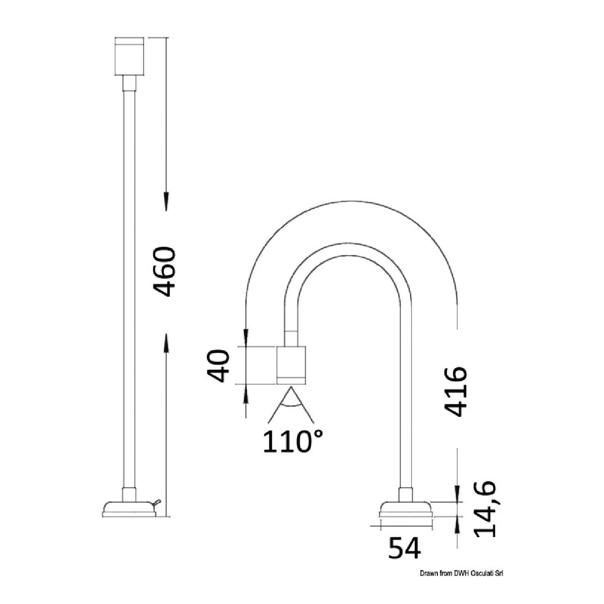 Osculati LED articulated light 10 W 12/24 V 13.236.90
