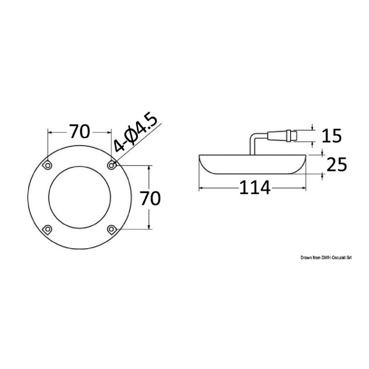 Osculati Luce subacquea per carena / specchio di poppa / plancetta con prigioniero LED Bianchi 13.294.00