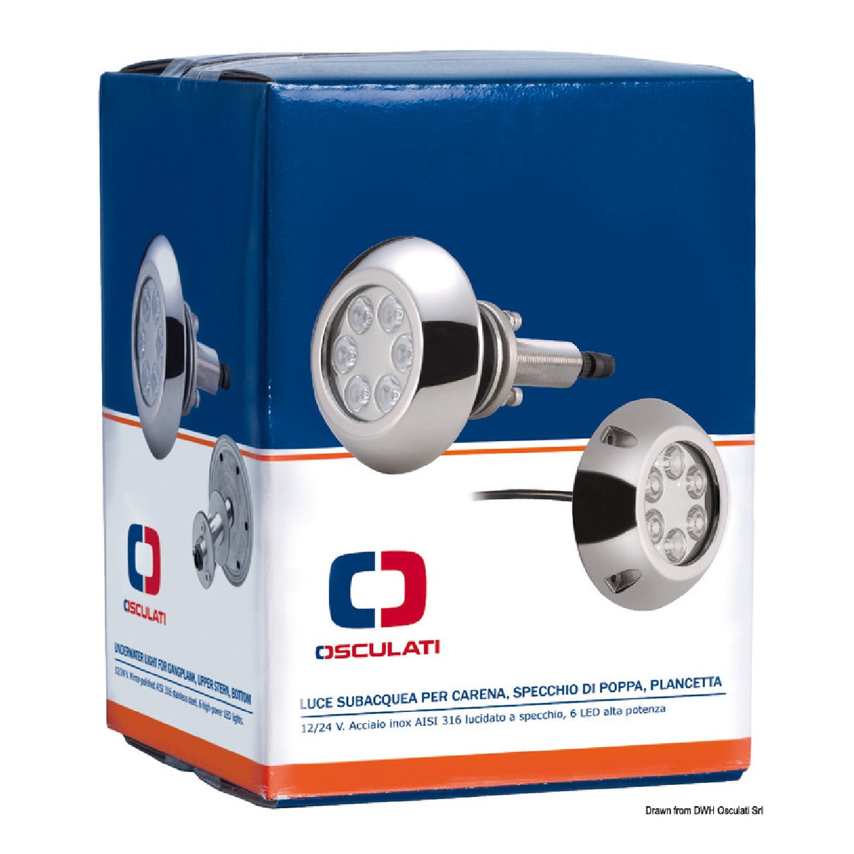 Osculati Luce subacquea per carena / specchio di poppa / plancetta con prigioniero LED Blu 13.295.00