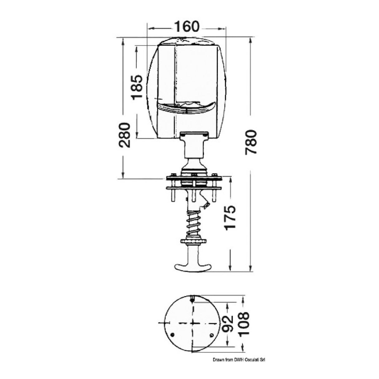 Osculati DHR 13.342.12 verstellbare Tiefenleuchte von innen
