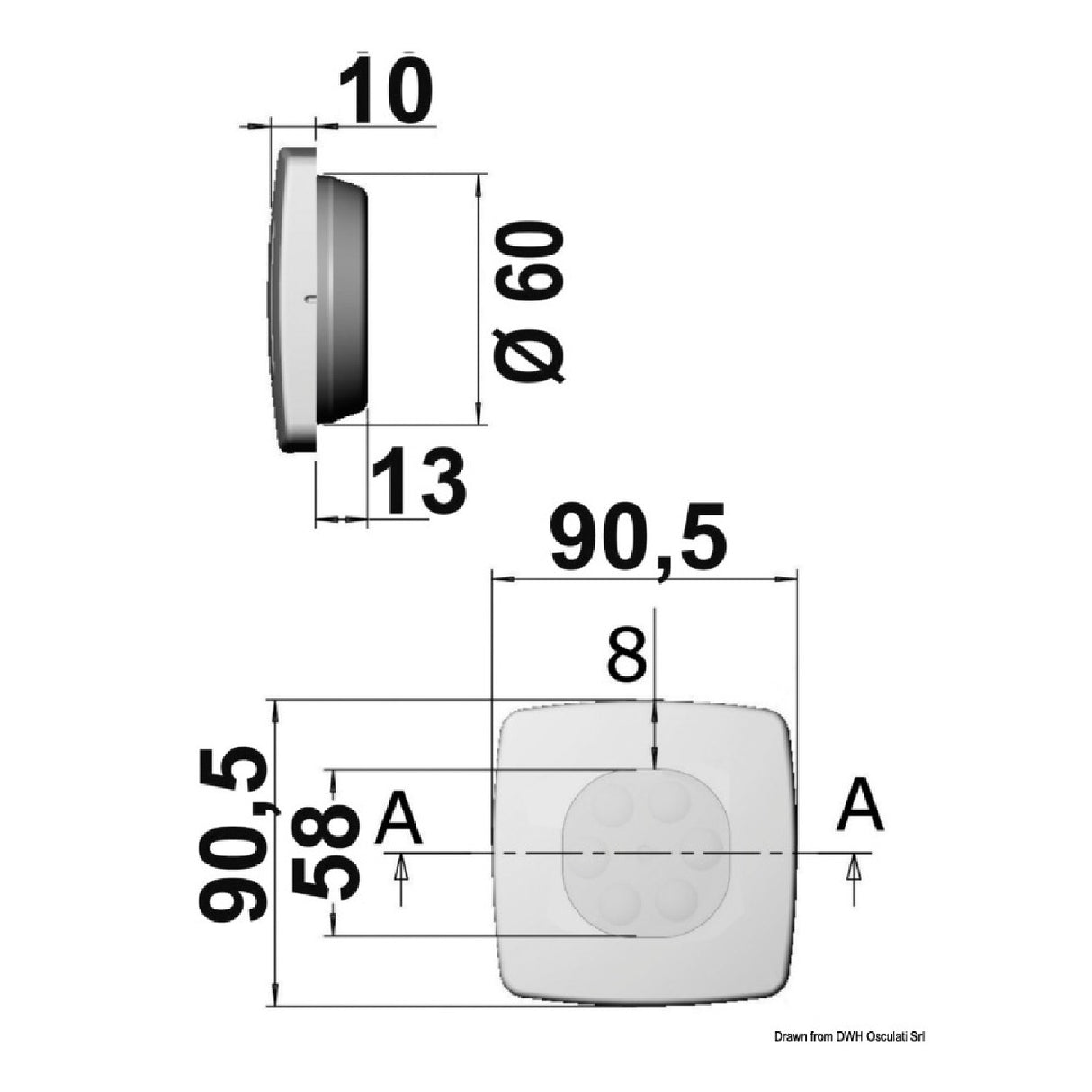 Osculati Plafoniera LED da incasso Square 13.443.41