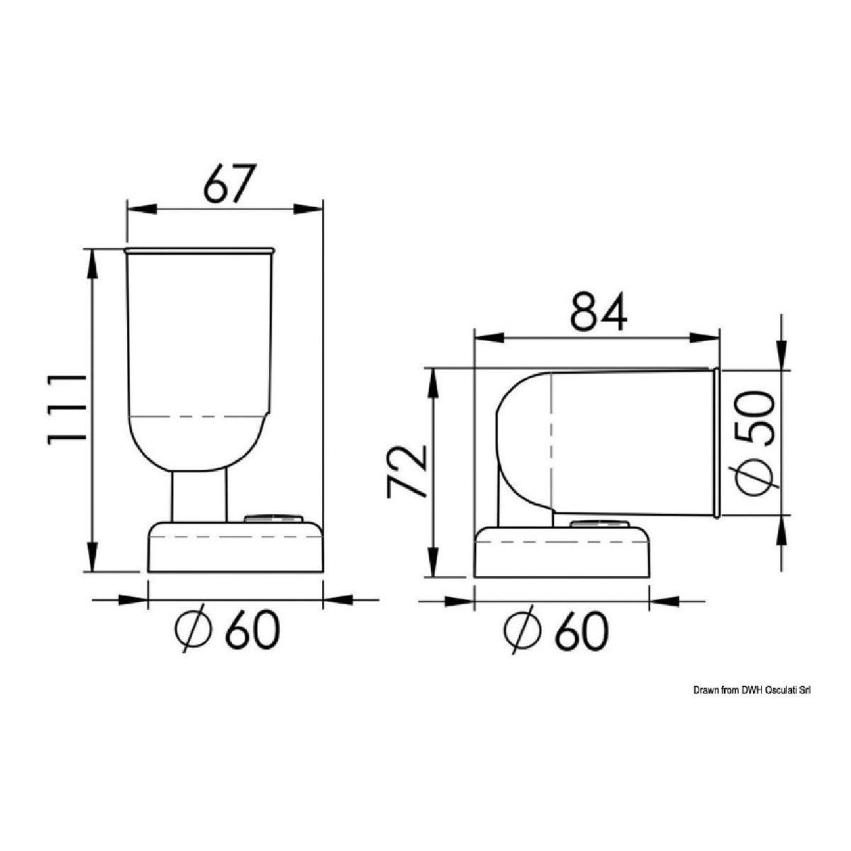 Foco LED Osculati ABS con interruptor interno para barcos 13.517.00