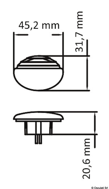 Osculati White LED recessed courtesy light with blue light 13.887.12