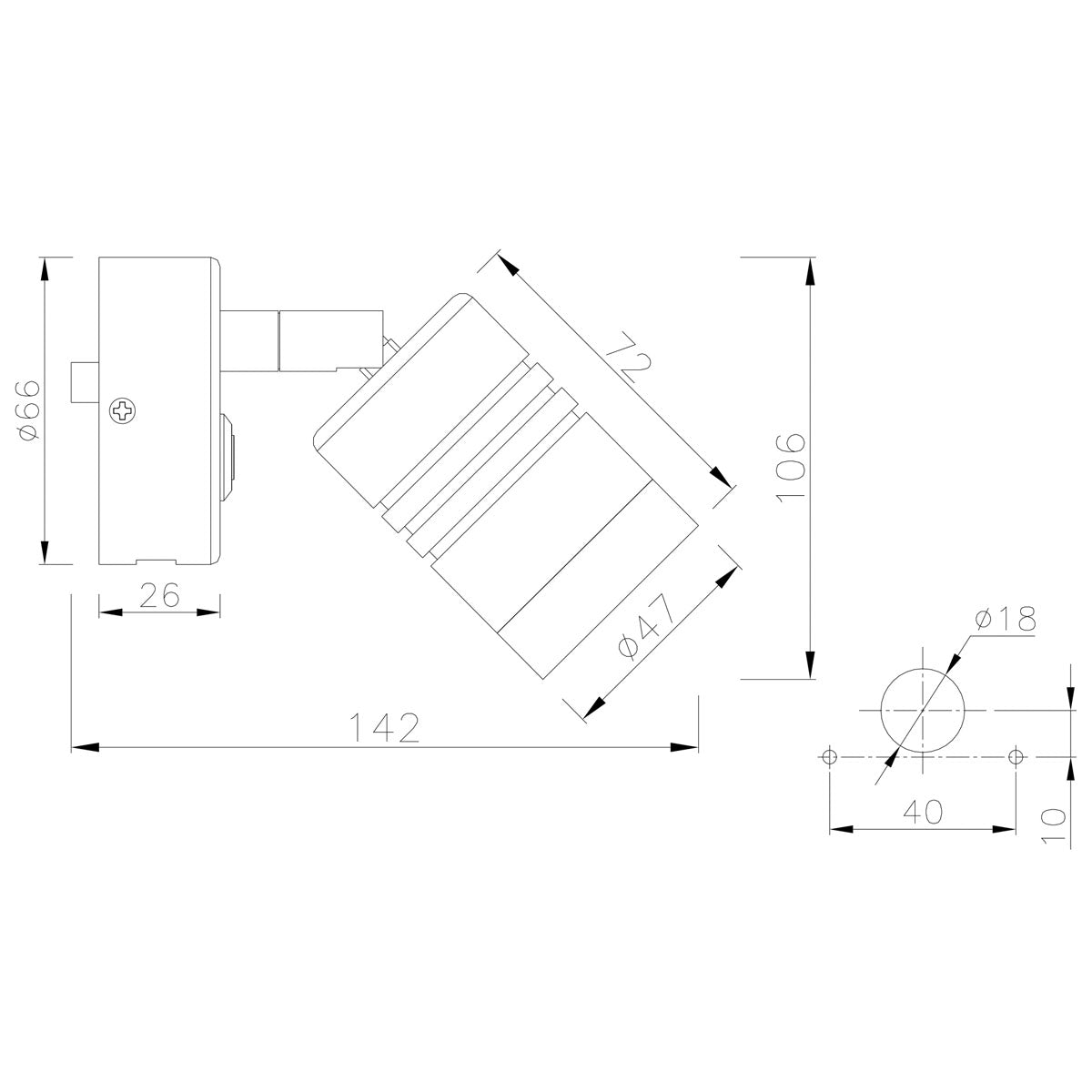 Aurora Lighting Faretto a LED con presa USB