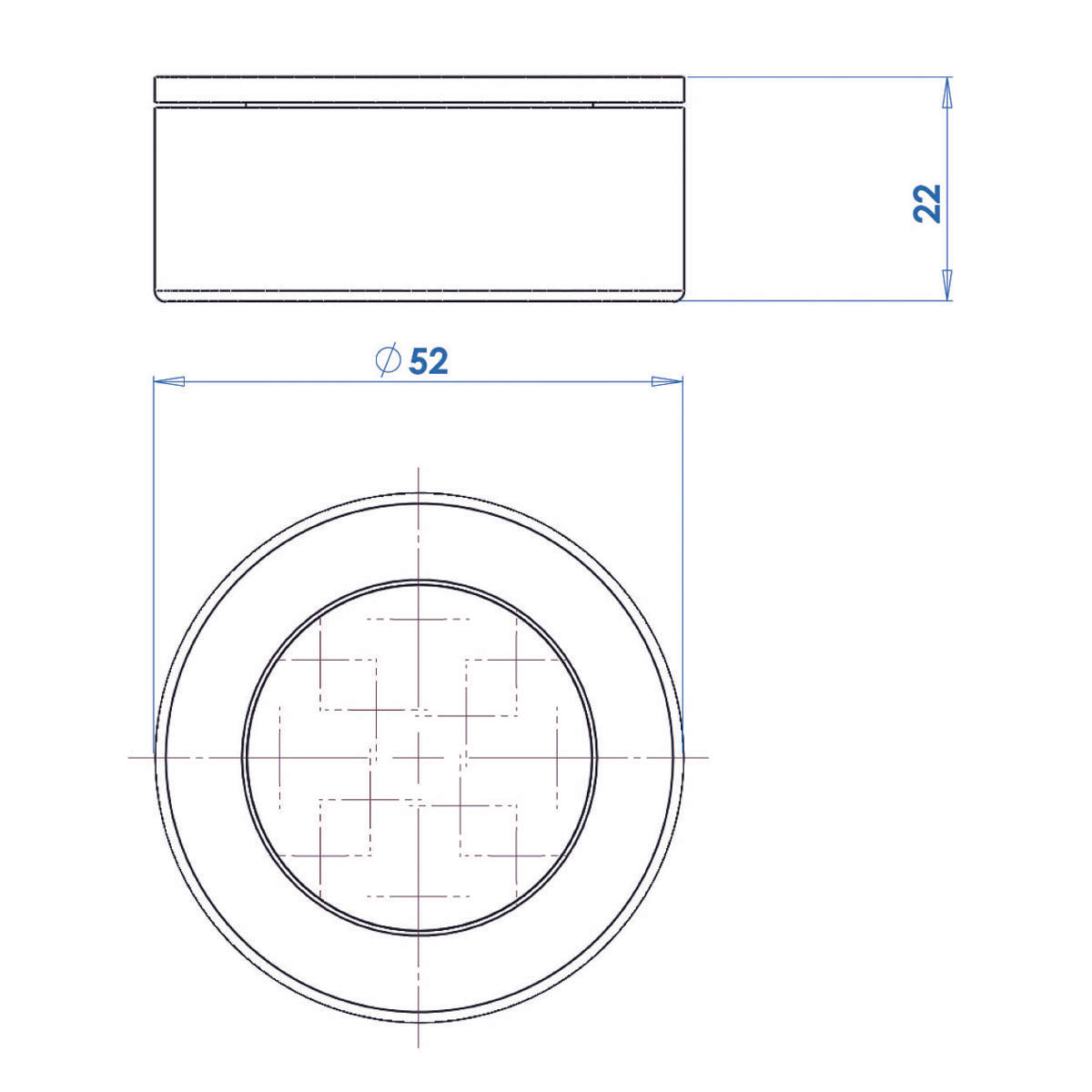 Trem Round LED Boat Ceiling Light, diameter 52 mm, height 22 mm