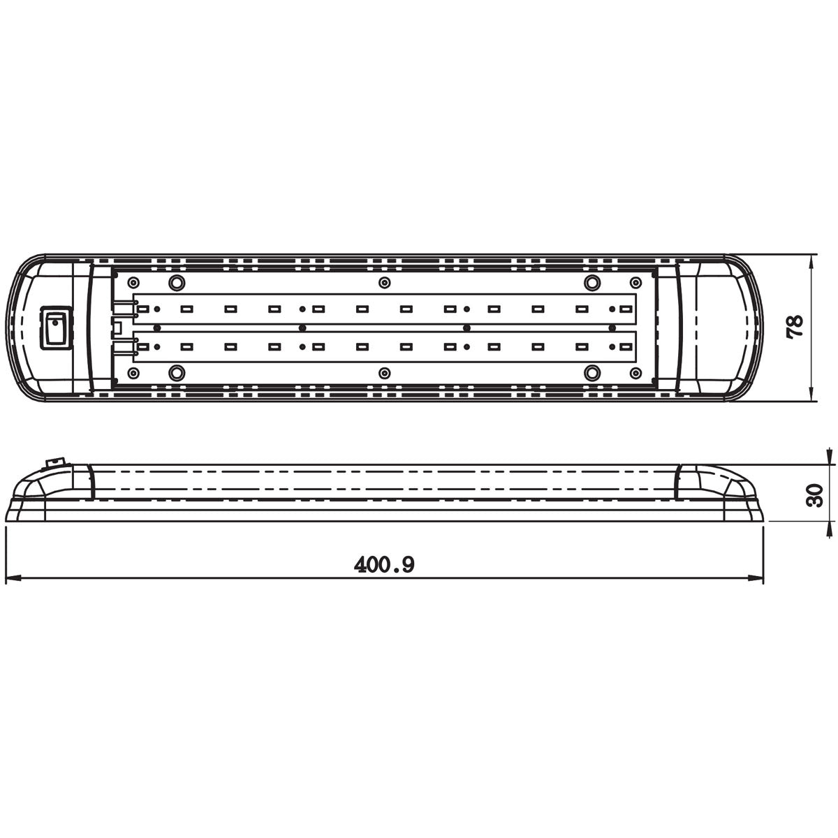 Lámpara de techo LED Trem para barco, 10-30 voltios, 10-30 vatios, 12 LED, color blanco