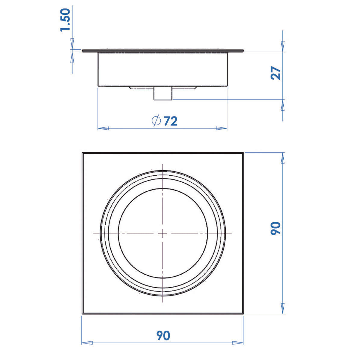 Foco halógeno cuadrado Trem mm 85x85 mm Lámpara 85x85 12V 10W Luz blanca