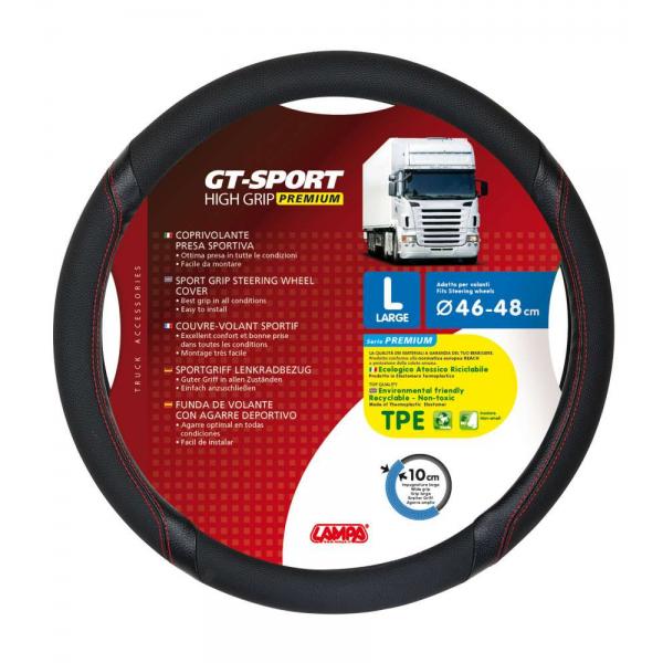 Funda para volante Lampa GT-Sport, Skeentex - L - 46/48 cm - Negro/Rojo 98017