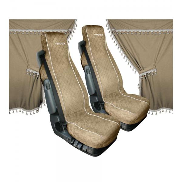 Lampa Melissa, set tende e coprisedili in microfibra per camion - Beige 98645