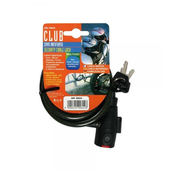 Lampa Club, cavo antifurto in acciaio 12 mm - 180 cm 90624