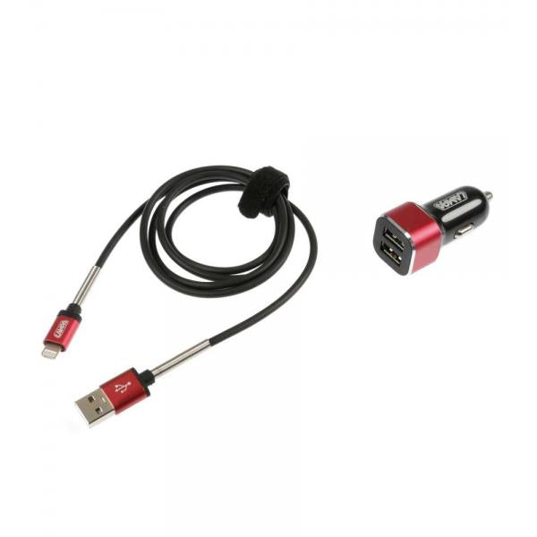 Kit de lámpara 2 en 1 universal (Apple 8 pines / Micro USB) - Carga rápida - 12/24 V 38844
