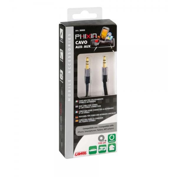 Lámpara Phixia, cable AUX-AUX - 120 cm - Negro 38900