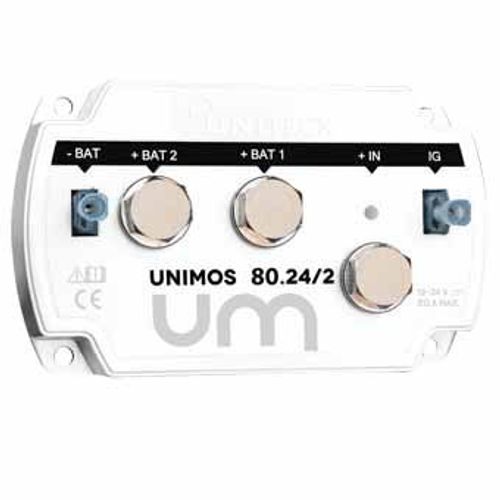 Uniteck Battery isolator with mosfet technology - 80A - 12/24V - 2 UNIMOS 80.24/2 battery outputs