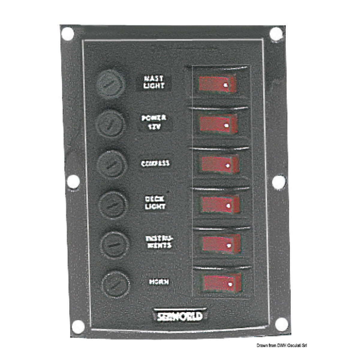 Cuadro eléctrico vertical de 6 interruptores Osculati 14.103.31