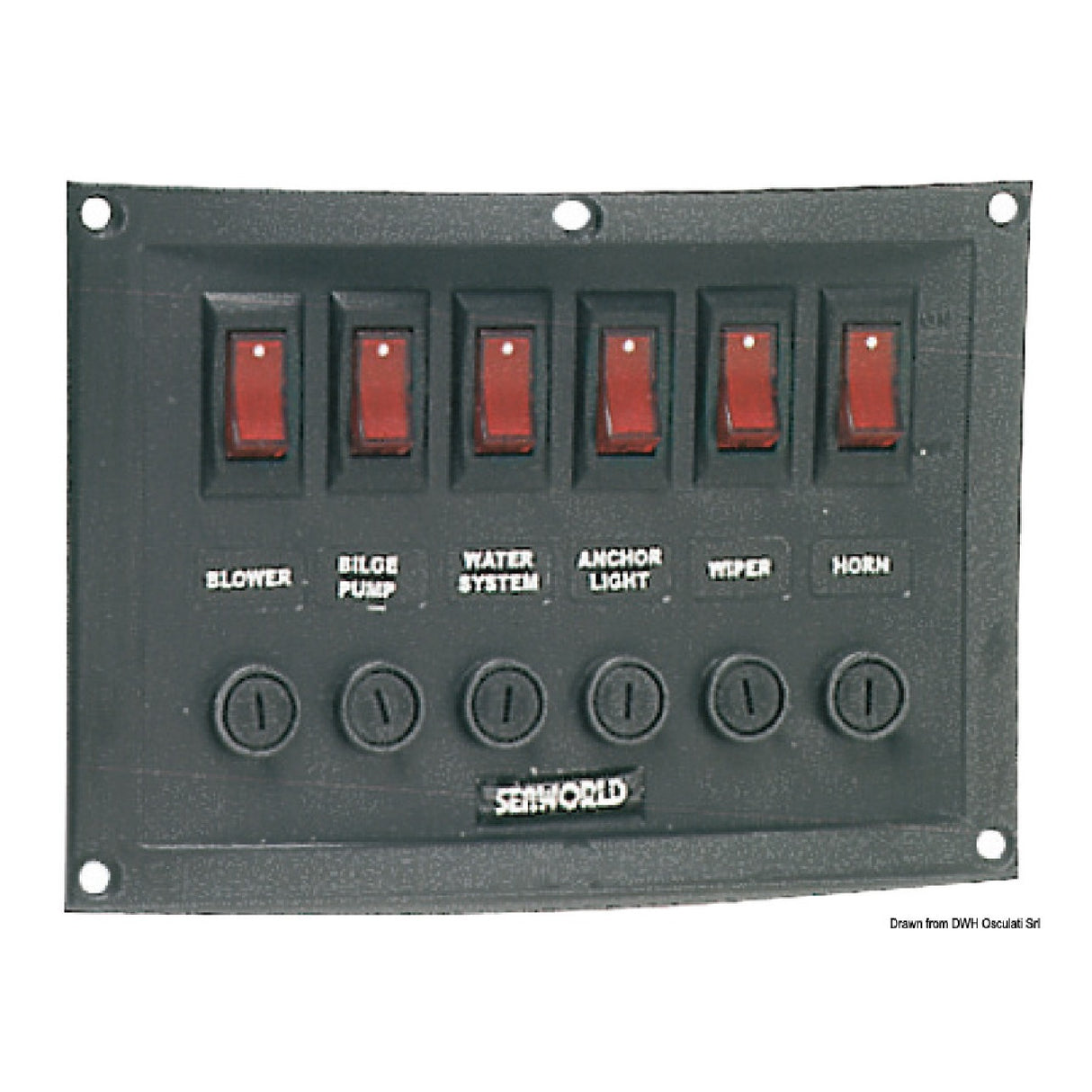 Cuadro eléctrico horizontal de 6 interruptores Osculati 14.103.32