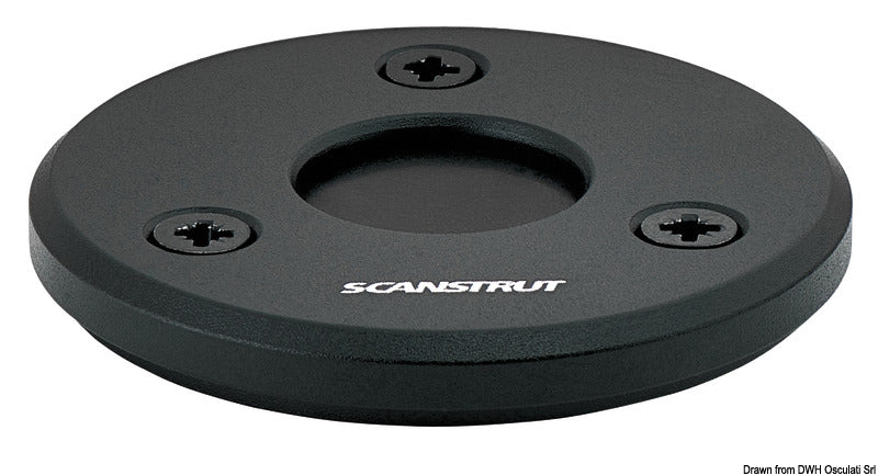 Scanstrut Flache Stopfbuchse aus schwarzem Aluminium, Durchmesser 2/8 mm