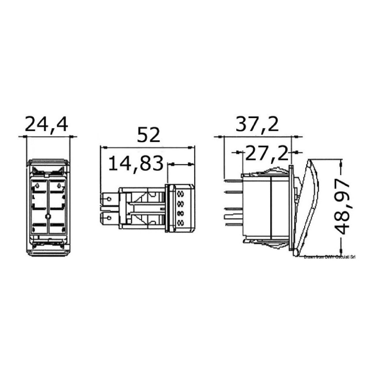 Osculati Interruttori a bascula impermeabili Marina TOP doppio LED 14.212.01