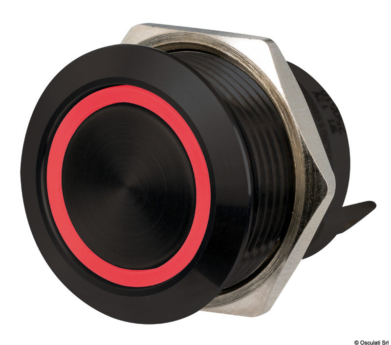 Osculati Interruttore FLAT inox nero ON Momentaneo - OFF 12/24V RBW 14.315.15
