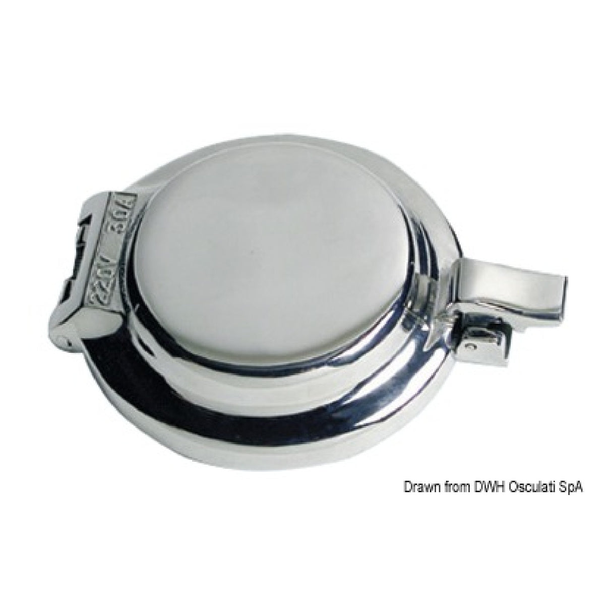 Toma de corriente redonda de acero inoxidable Osculati 30 A 220 V 14.329.00