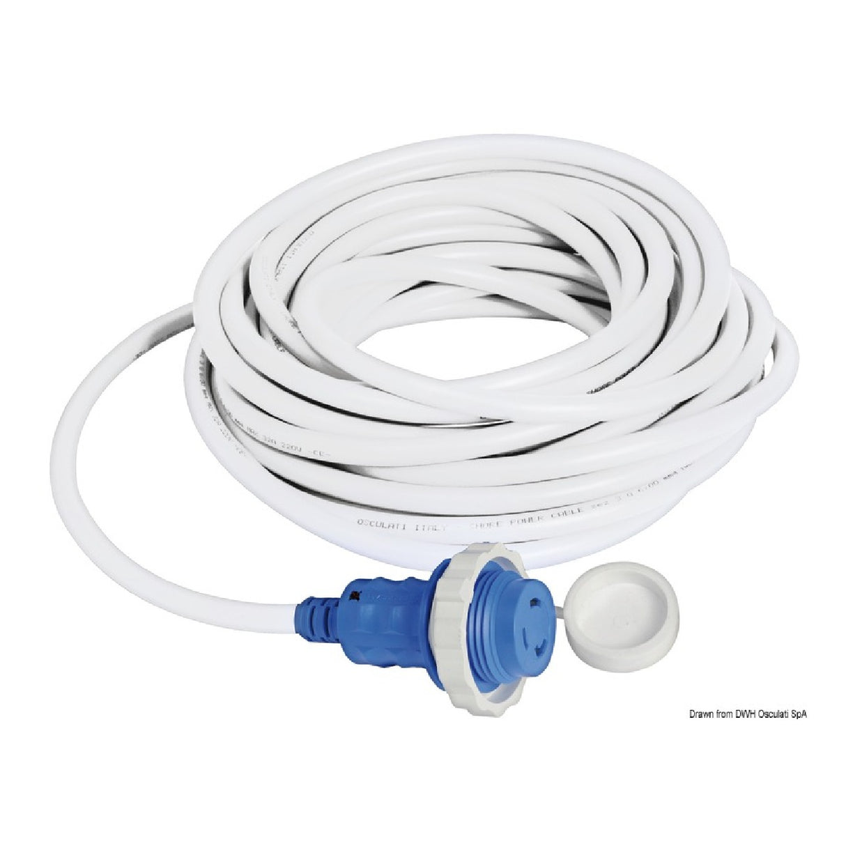 Cable de alimentación de tierra Osculati y enchufe con indicador LED integrado 10/15 m 16-30 Ah 14.334.10