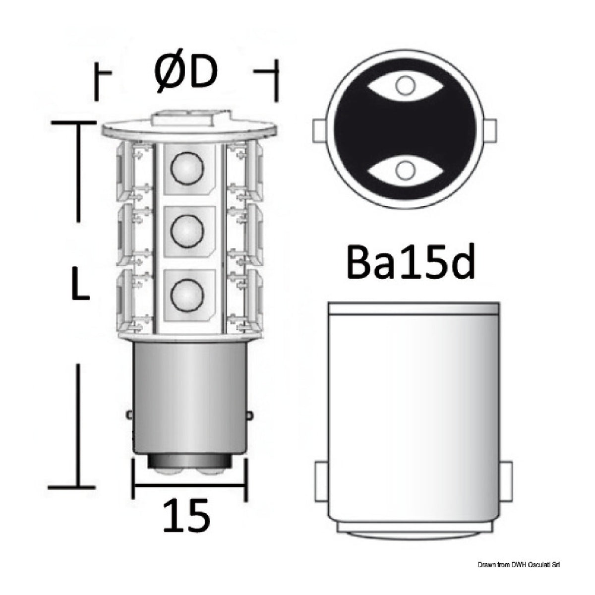 Bombilla LED Osculati 12/24 V BA15D 2-3,6-4 W 140-246-400 lm 14.443.11