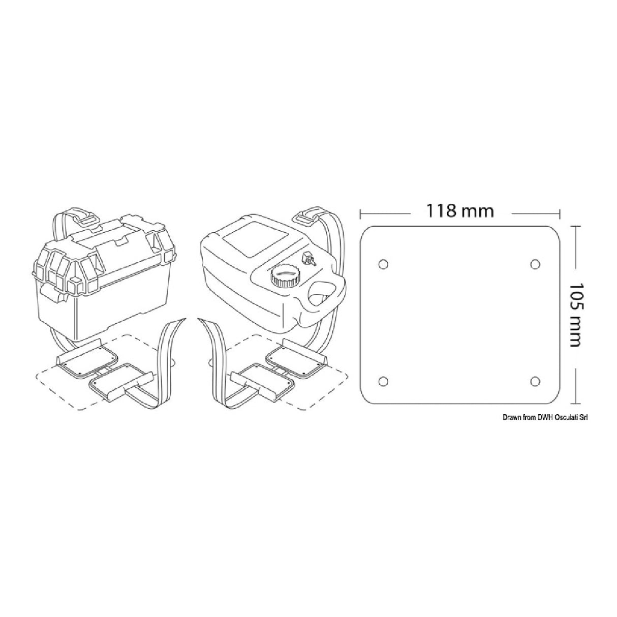 Osculati Placa fija doble para batería o depósito 14.548.00 - 1 Par 14.548.00