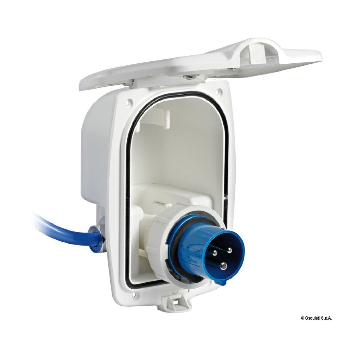 Cable eléctrico tripolar azul/blanco de 16 A Osculati 14.592.01
