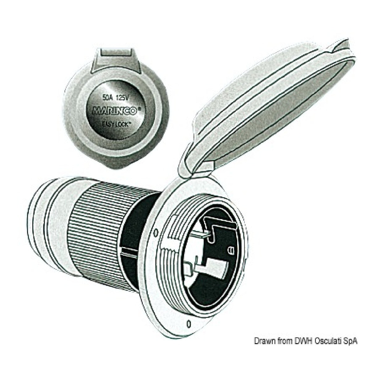 Marinco 3-adrige einphasige zweipolige Steckdose