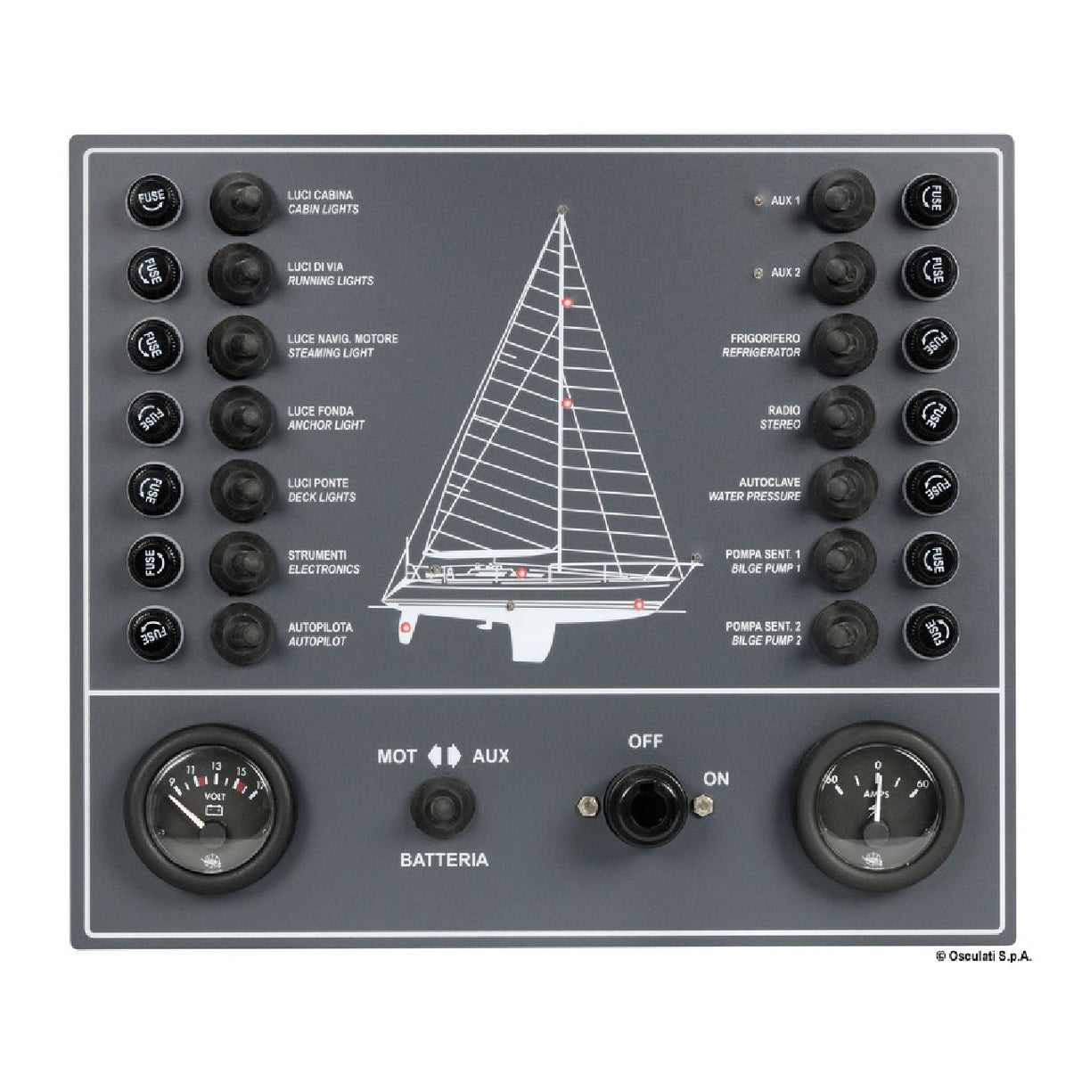 Osculati Pannello elettrico a fusibili per barca a vela 14.808.01 - AmerigoStore