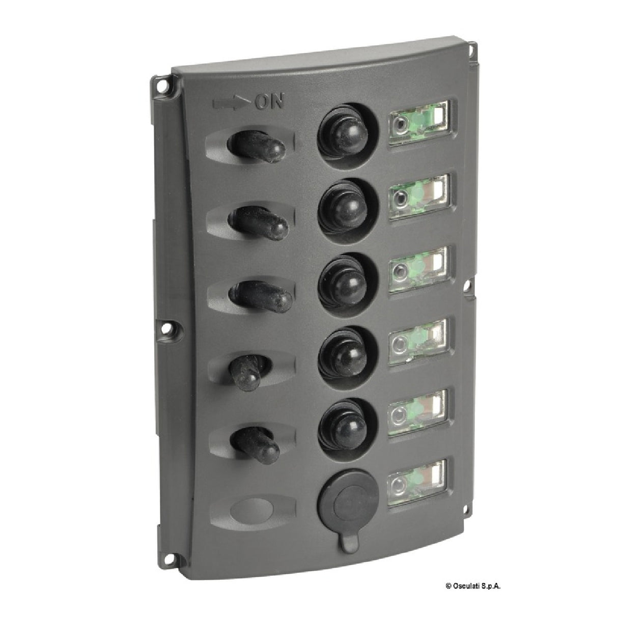 Osculati Pannelli elettrici con fusibili automatici e doppio LED 14.850.04