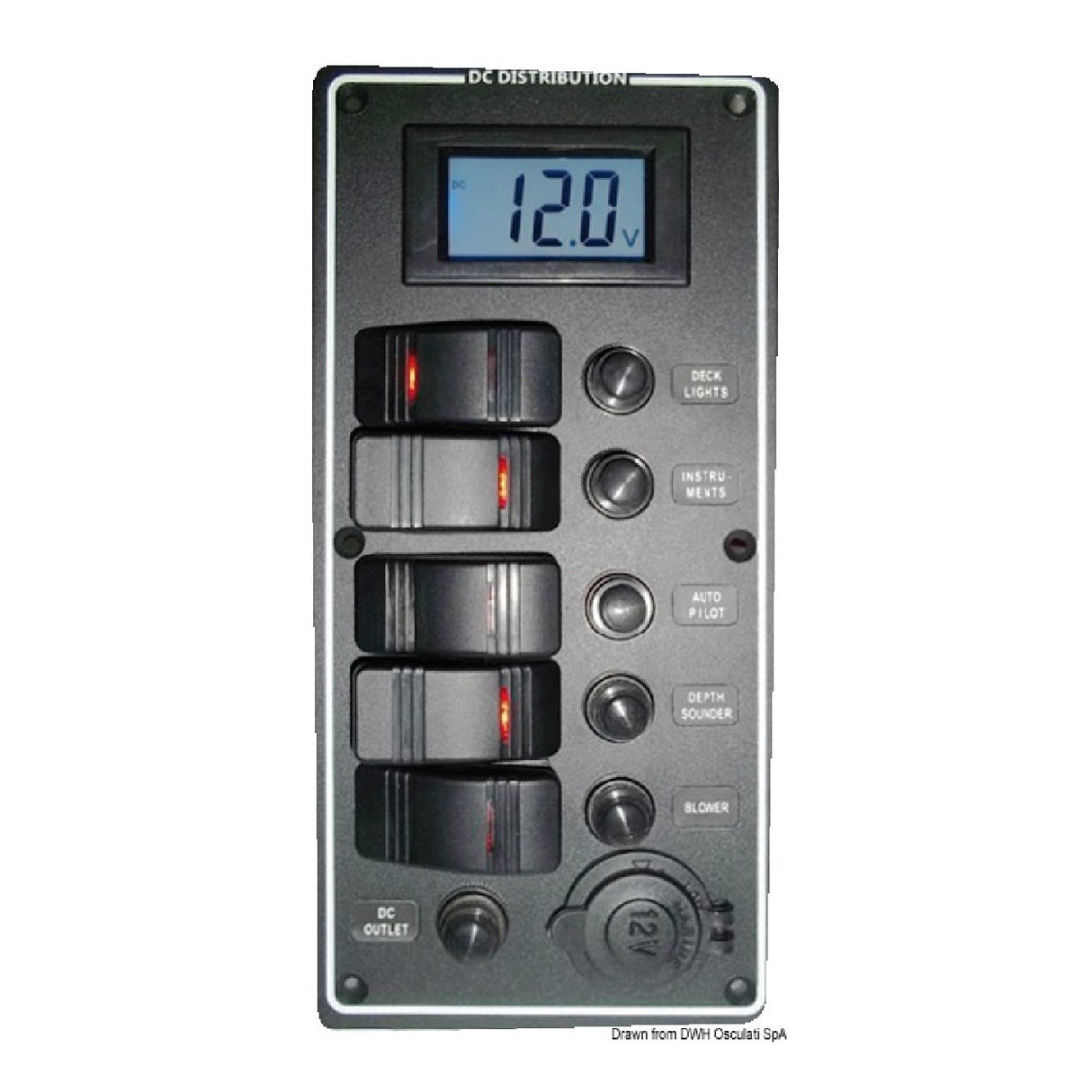 Cuadro eléctrico Osculati serie PCAL con voltímetro digital 9/32 V 14.863.05