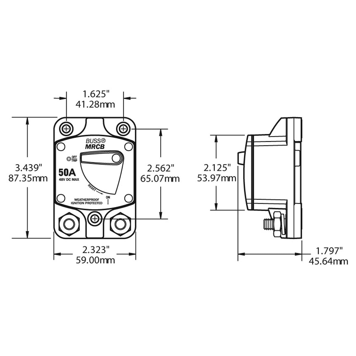 Blue Sea Hochleistungs-Schutzschalter IP66 Modell 7136B