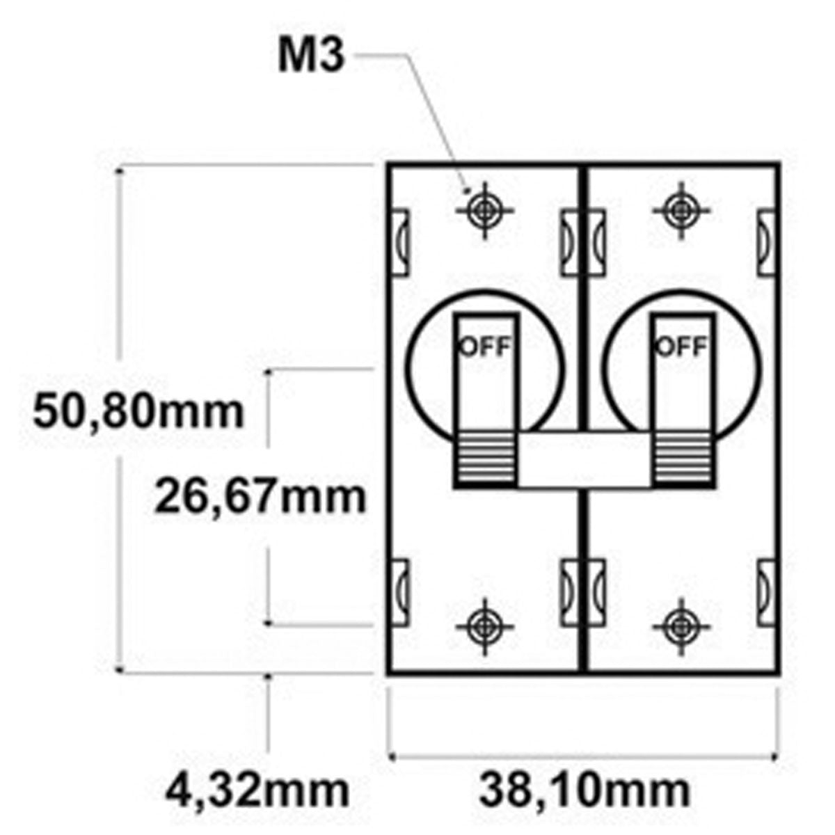 Blue Sea Hydraulischer Magneto-Kippschalter A-Serie AC/DC 2-polig, schwarzer Hebel 7241B