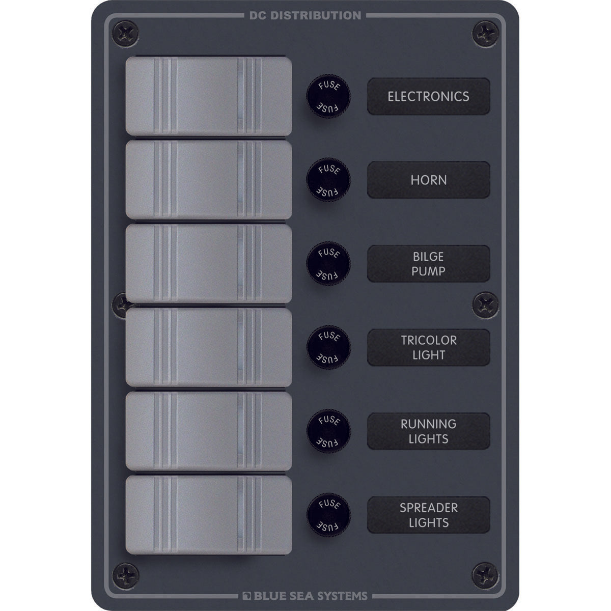 Blue Sea wasserdichtes Bedienfeld 12-24V mit Sicherungen Modell 8053
