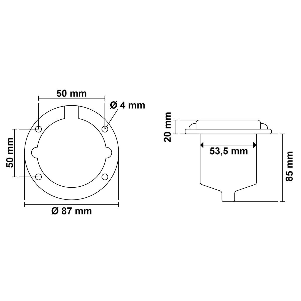 Toma Electra 16A 250V en acero inoxidable AISI 316