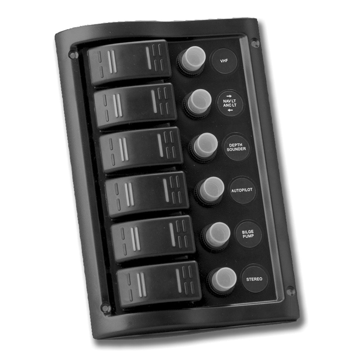 Trem 6-switch electrical panel, black