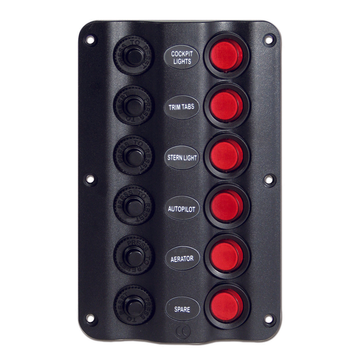 Trem Electric panel with 6 rocker switches with LED IP54