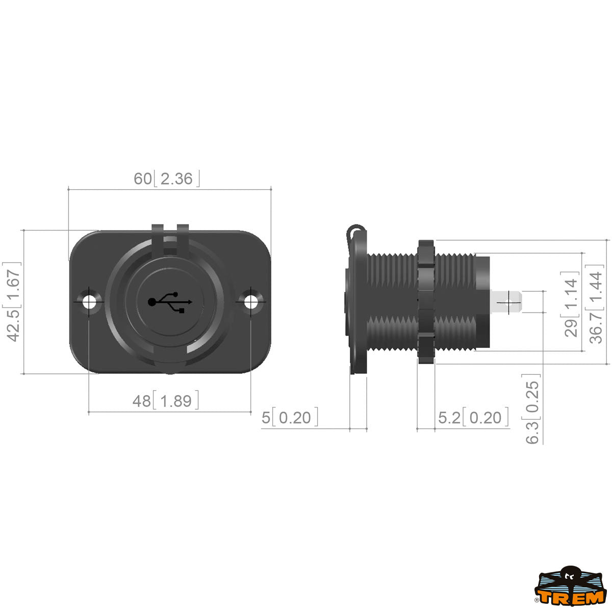 Trem Presa incasso doppia USB Type A + Type C