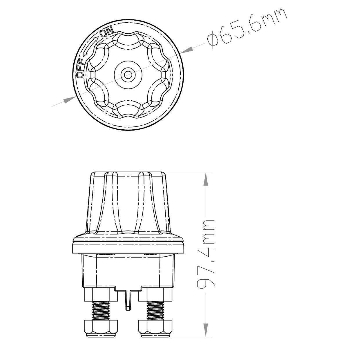 Trem Heavy Duty Battery Switch Position 2P (ON-OFF) Position 2P (ON-OFF)