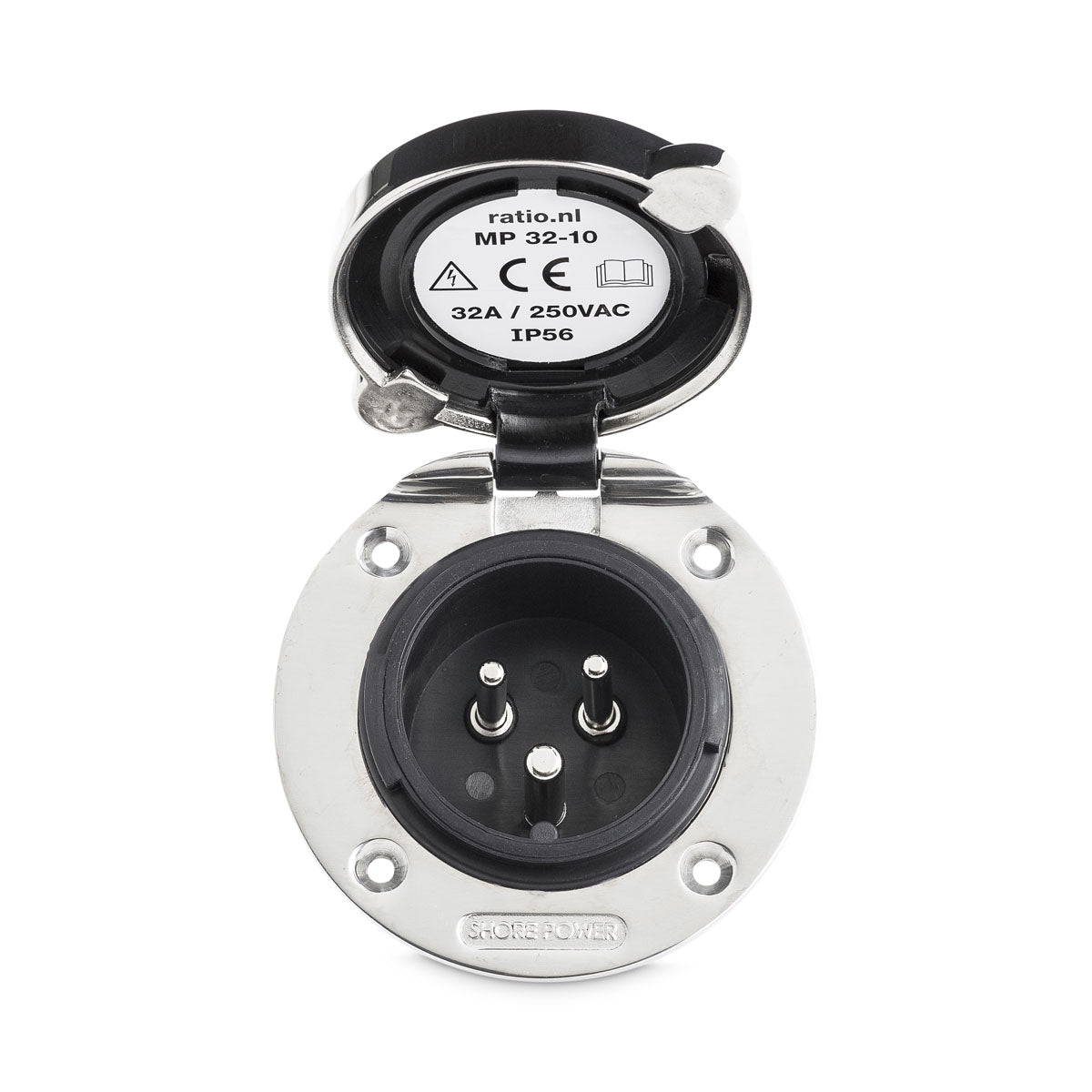 Ratio Edelstahl-Unterputzstecker, AISI 316 IP56, 32 A