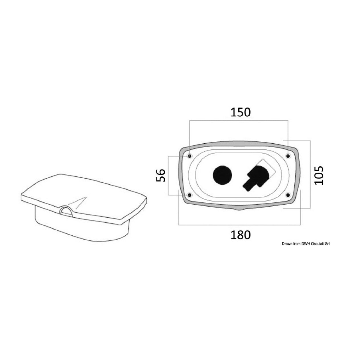 Osculati New Edge Duschkabine mit Mischbatterie und Boris 15.158.20 Druckknopfdusche