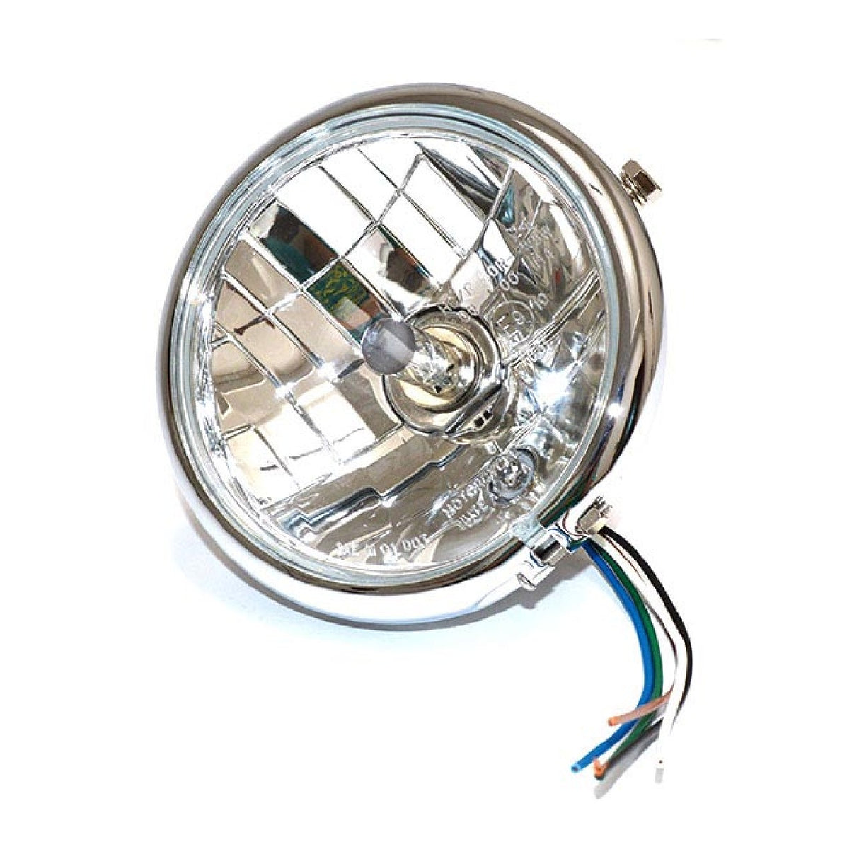Faro delantero universal para motocicleta cromado de 158 mm con bombilla H4 y luz de posición