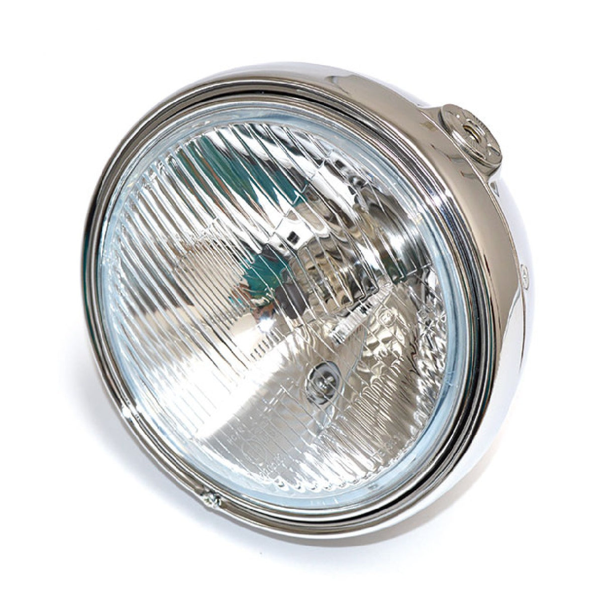 Faro delantero universal para motocicleta, diámetro 201 mm, cristal cromado rayado 156401