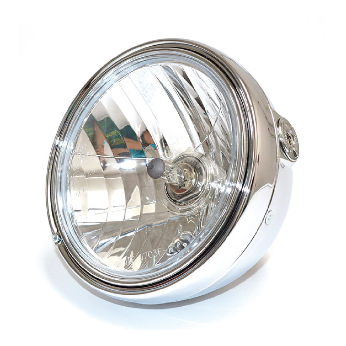 Universeller 201-mm-Motorradscheinwerfer aus Chrom mit H4-Glühbirne und Positionslicht