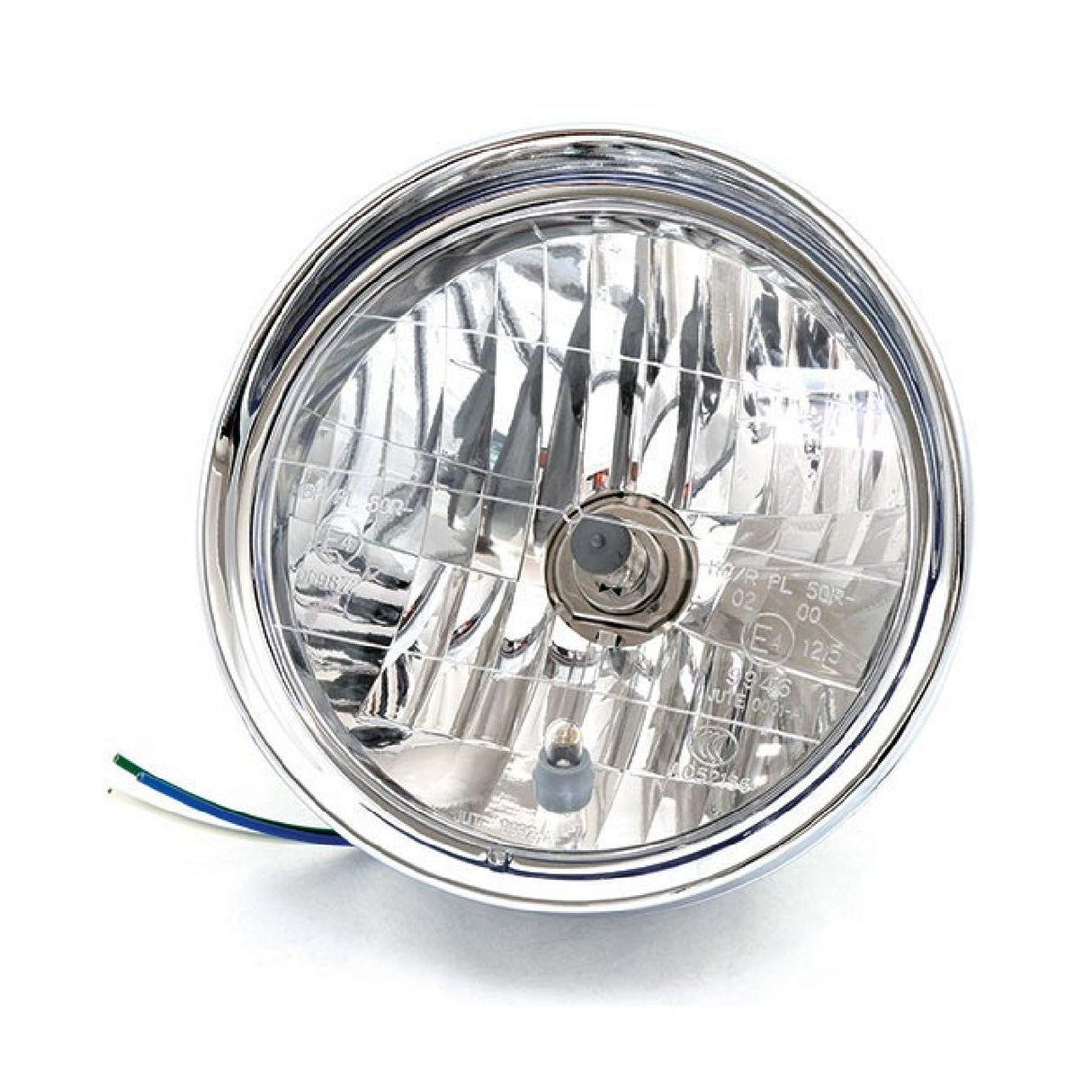 Verchromter Motorradscheinwerfer, 190 mm Durchmesser, H4-Glühbirne und Positionslicht