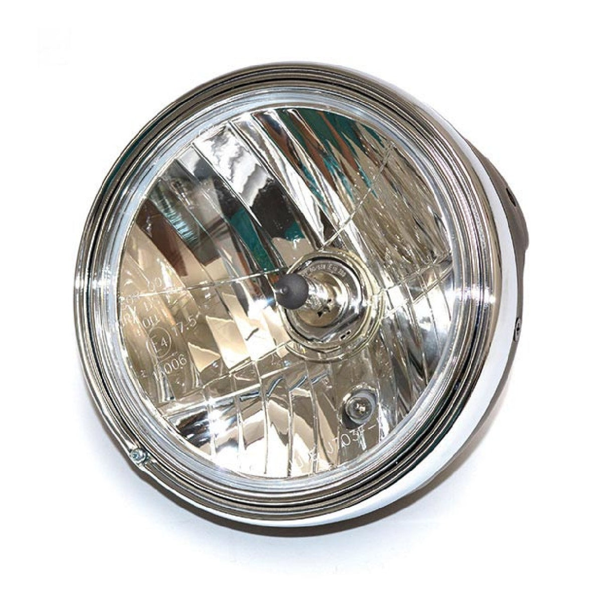 Universeller Motorradscheinwerfer, d. 201 mm, schwarz gestreiftes Glas, H4-Position