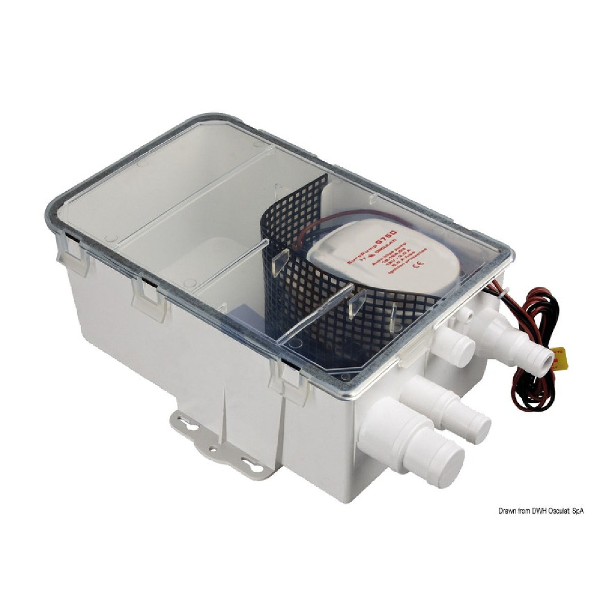Pozo de recogida de aguas grises Osculati, completo con bomba automática Europump Auto 16.130.12