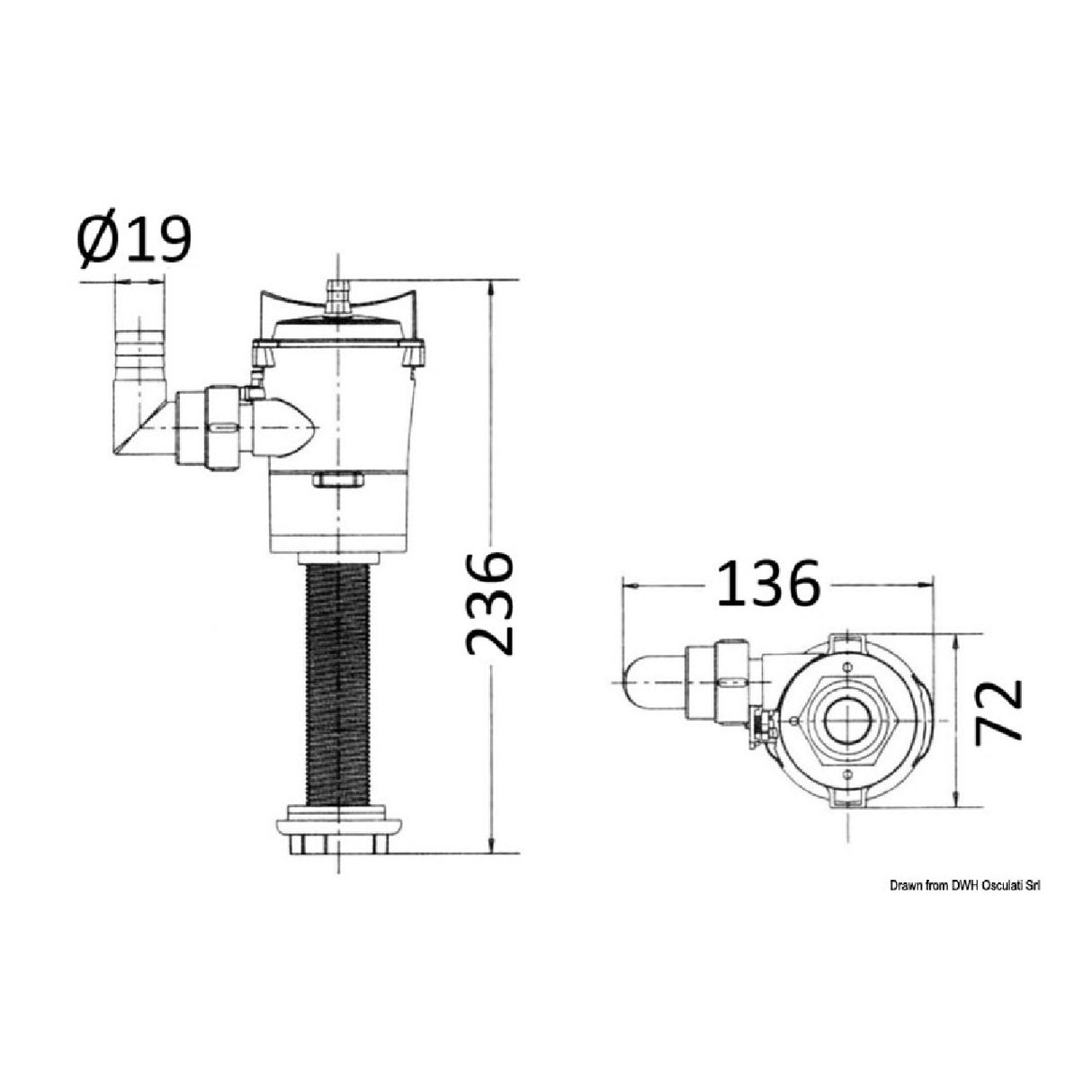 Osculati Europump bulkhead pump for fishing 16.160.03