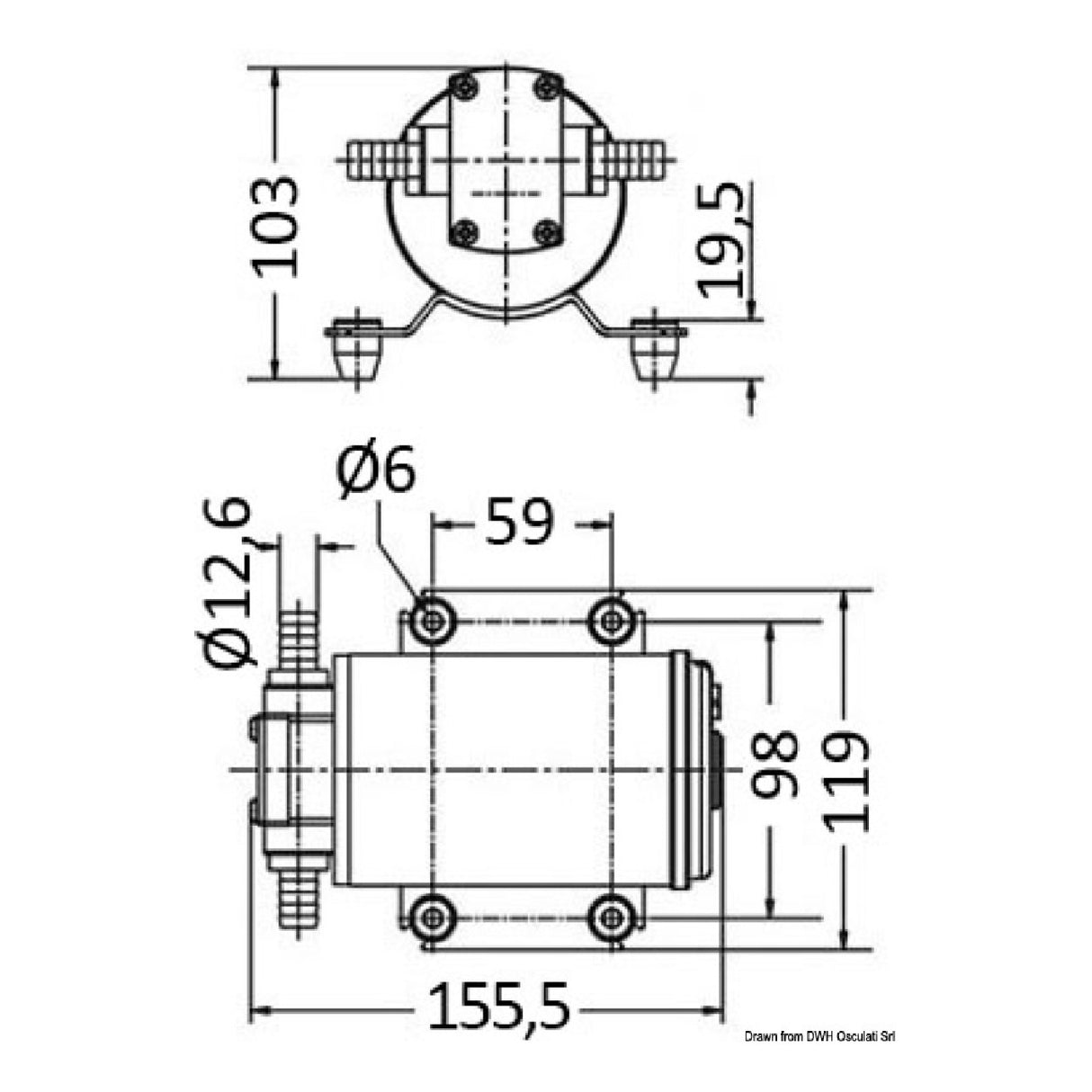 Osculati Öl-/Diesel-/Flüssigkeitspumpe 12/24 V 16.190.60