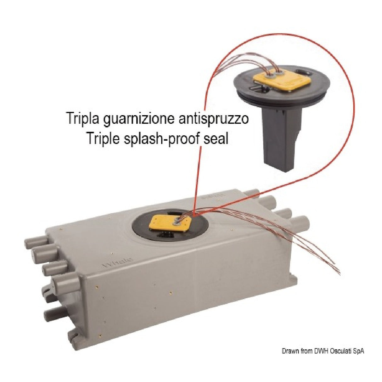 Pozo de recolección de aguas grises de ballena con sensor IC integrado